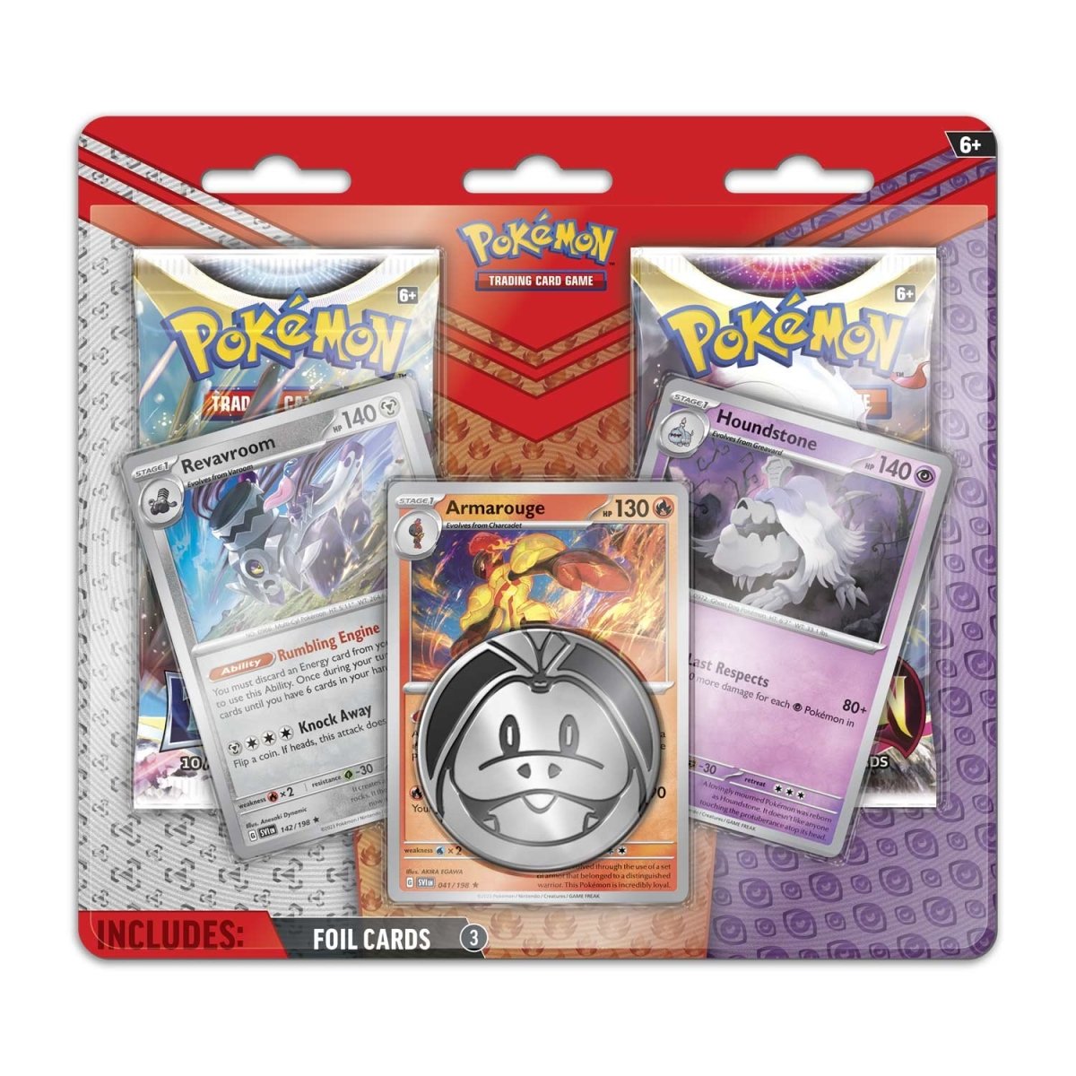 Armarouge, Revavroom & Houndstone Cards with 2 Booster Packs & Coin