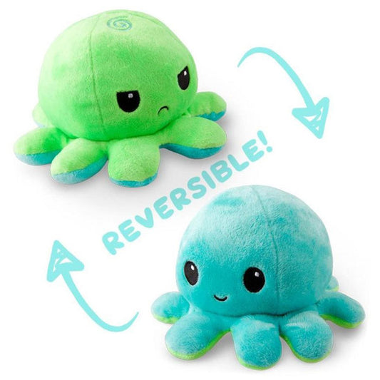 TeeTurtle Reversible Octopus Plush: Green & Aqua